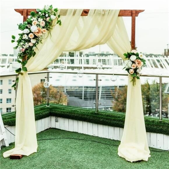 Arch Drapes for Wedding Arch Draping Fabric 2 Panel Sheer Backdrop Curtain - Picture 6 of 8